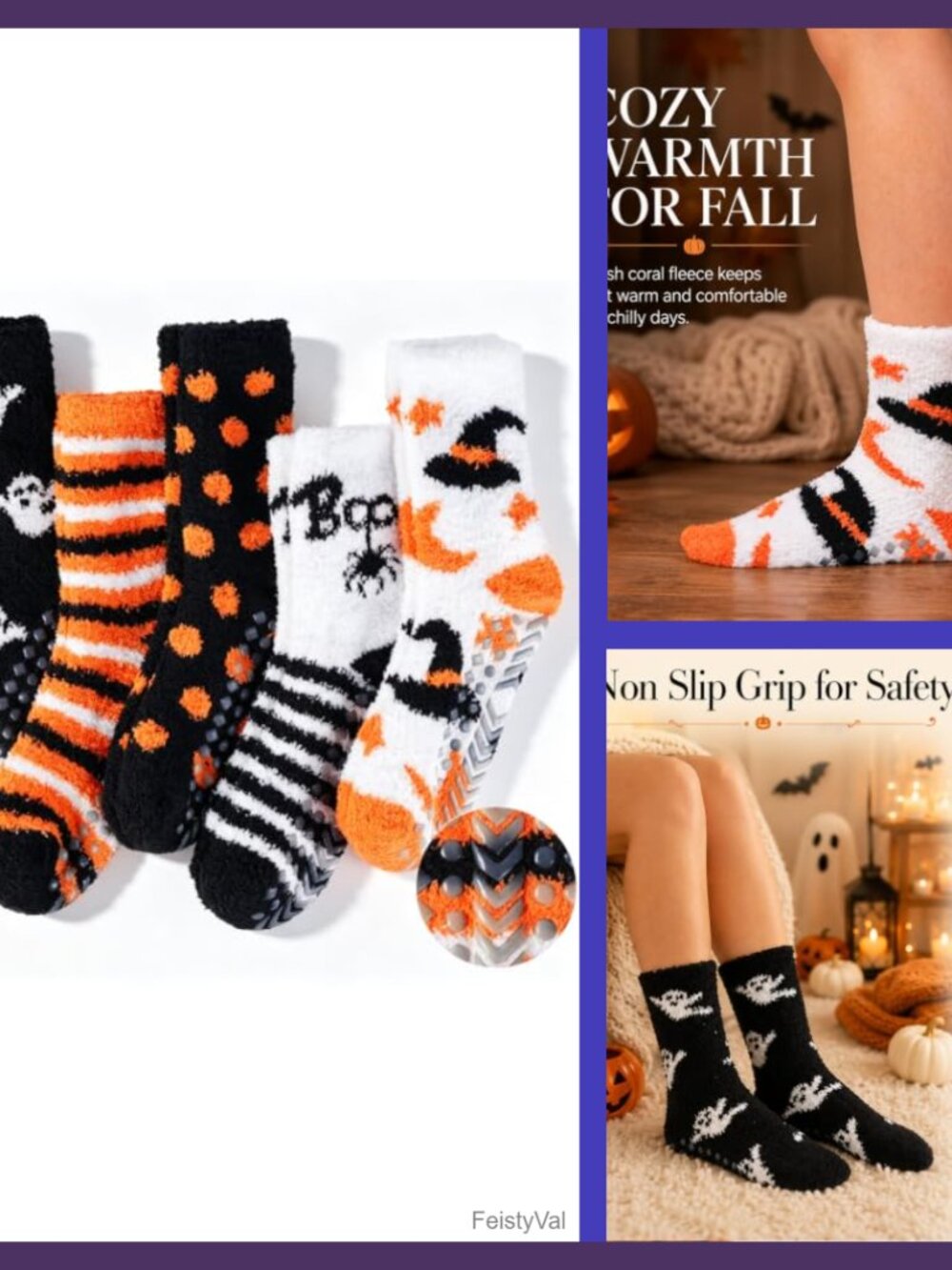 Fuzzy Slipper Socks Non Slip Grip Lounge Sleep Women One Size Fits Most